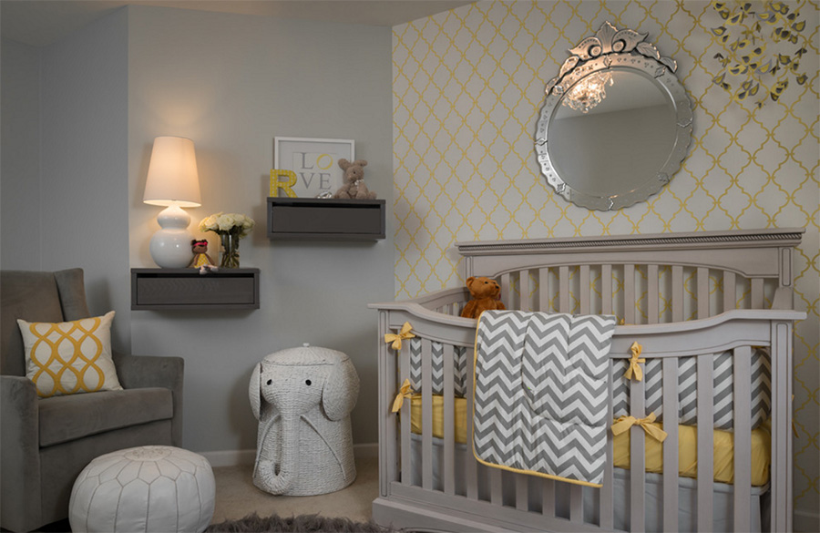 Gri bebek odası modeli, oldukça klas bir görünümde