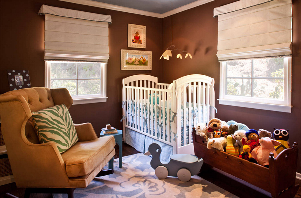 Kahverengi bebek odası modeli, çikolata rengi tonlarında
